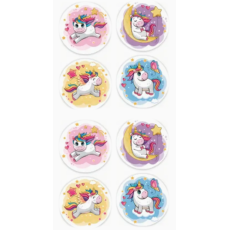 Silly Cute Unicorn Stickers - Roll of 50's 